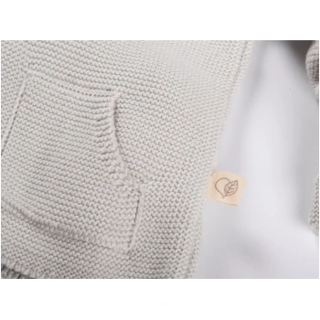Kinder Strickjacke Mit Kapuze Bio-Baumwolle Hellgrau Melange 3 Kinder Strickjacke Mit Kapuze Bio-Baumwolle Hellgrau Melange – Bild 3