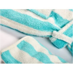 Kinder Bademantel Mit Kapuze Bio-Baumwolle Türkis-weiß -Hans Natur Kindersale 11ffed34 295805