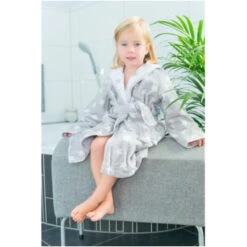 Kinderbademantel Mit Kapuze Bio-Baumwolle Frottee, Grau-Sternchen -Hans Natur Kindersale 256d3c81 222723