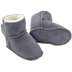 Hans Natur Kindersale 31 Babyschuhe Lammfell, Veloursleder, Pflanzlich Gegerbt Grau