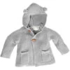 Baby Und Kinder Strickjacke Mit Kapuze Bio-Baumwolle Hellgrau