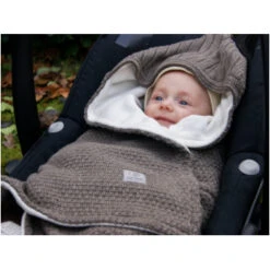Einschlagdecke Babyschale Bio-Baumwolle Dark Brown Melange -Hans Natur Kindersale 33066962 321634