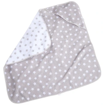 Kapuzenhandtuch Bio-Baumwolle Frottee, Grau-Sternchen 1 Kapuzenhandtuch Bio-Baumwolle Frottee, Grau-Sternchen