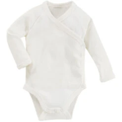 Baby Wickelbody Langarm Bio Baumwolle Off White