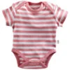 Baby Body Kurzarm Bio Baumwolle Rosa-off White