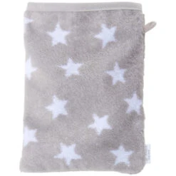 Waschhandschuh Bio-Baumwolle Frottee, Grau-Sternchen