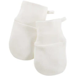 Baby Handschuhe Fäustlinge Kratzschutz Bio-Baumwolle Off White