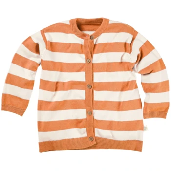Kinder Strickjacke Bio-Baumwolle Ecru-orange 1 Kinder Strickjacke Bio-Baumwolle Ecru-orange