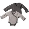Baby Wickelbody Langarm Bio-Baumwolle 2er Set Grau-greige