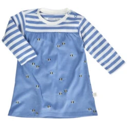 Baby Kleid Langarm Bio-Baumwolle Biene Blau