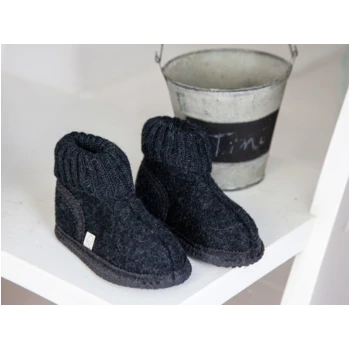 Kinder Hausschuhe Hüttenschuhe Anthrazit 2 Kinder Hausschuhe Hüttenschuhe Anthrazit – Bild 2