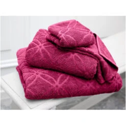 Handtuch-Set Bio-Baumwolle Frottee 4-teilig Blume Fliederbeere