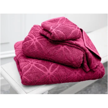 Handtuch-Set Bio-Baumwolle Frottee 4-teilig Raute Fliederbeere 2 Handtuch-Set Bio-Baumwolle Frottee 4-teilig Raute Fliederbeere – Bild 2