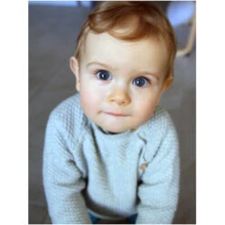 Baby Jacke Schlüttli Bio-Baumwolle Strick Hellgrau Melange -Hans Natur Kindersale 6cbd67c5 347969