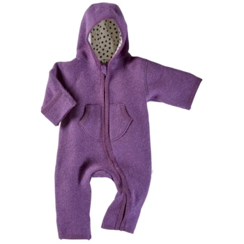 Baby Overall Mit Kapuze Bio-Schurwolle Walk Lila 1 Baby Overall Mit Kapuze Bio-Schurwolle Walk Lila