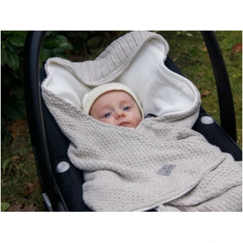 Einschlagdecke Babyschale Bio-Baumwolle Light Beige Melange 3 Einschlagdecke Babyschale Bio-Baumwolle Light Beige Melange – Bild 3