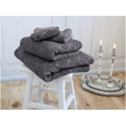 Gästehandtuch Bio-Baumwolle Frottee Raute 2er Set Dunkelgrau -Hans Natur Kindersale 77847717 295389 1