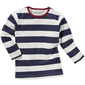 Kinder Unterhemd Langarm Bio-Baumwolle Blockstreifen Blau 1 Kinder Unterhemd Langarm Bio-Baumwolle Blockstreifen Blau