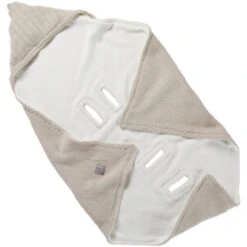 Einschlagdecke Babyschale Bio-Baumwolle Light Beige Melange