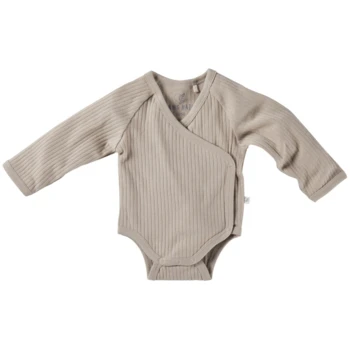 Baby Wickelbody Langarm Bio-Baumwolle 2er Set Beige-braun 3 Baby Wickelbody Langarm Bio-Baumwolle 2er Set Beige-braun – Bild 3