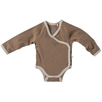 Baby Wickelbody Langarm Bio-Baumwolle 2er Set Beige-braun 4 Baby Wickelbody Langarm Bio-Baumwolle 2er Set Beige-braun – Bild 4