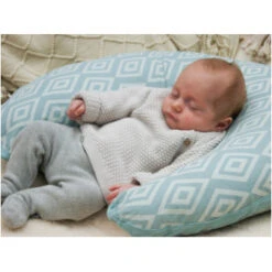 Stillkissen Stillmond, Bezug Bio-Baumwolle, Kapok-Füllung Raute Mint -Hans Natur Kindersale 858fdc74 319244