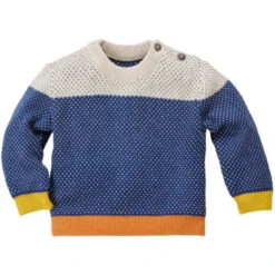 Baby Pullover Feinstrick Bio-Baumwolle Grau Blau