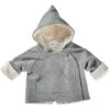 Baby Und Kinder Jacke Bio Schurwolle Walk Mit Teddyfutter Hellgrau