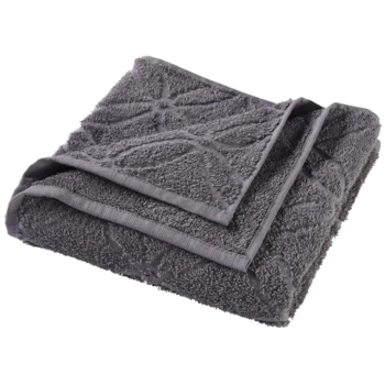 Handtuch Bio-Baumwolle Frottee Blume Dunkelgrau 1 Handtuch Bio-Baumwolle Frottee Blume Dunkelgrau