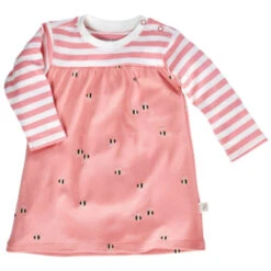 Baby Kleid Langarm Bio-Baumwolle Biene Rosa