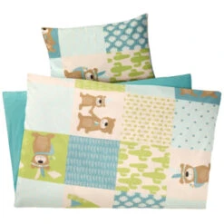 Kinderbettwäsche Bio-Baumwolle Patchwork Bär