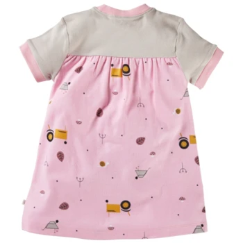Kinder Kleid Kurzarm Bio-Baumwolle Garten Rosa 2 Kinder Kleid Kurzarm Bio-Baumwolle Garten Rosa – Bild 2