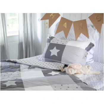Kinderbettwäsche Zum Wenden Bio-Baumwolle Jersey Patchwork Stern 2 Kinderbettwäsche Zum Wenden Bio-Baumwolle Jersey Patchwork Stern – Bild 2