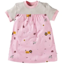 Kinder Kleid Kurzarm Bio-Baumwolle Garten Rosa