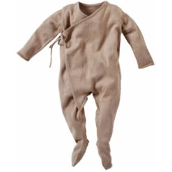 Baby Wickel Strampler Bio-Baumwolle Feinstrick Beige