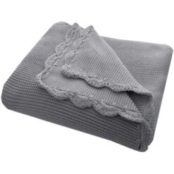 Babydecke Bio-Baumwolle Mit Muschelkante, Graphit