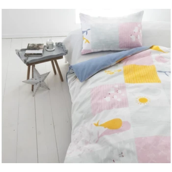 Kinderbettwäsche Bio-Baumwolle Patchwork Blauer Wal 2 Kinderbettwäsche Bio-Baumwolle Patchwork Blauer Wal – Bild 2