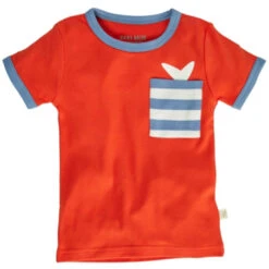 Hans Natur Kindersale 7 Kinder T-Shirt Bio-Baumwolle Rot Mit Tasche