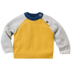 Baby Und Kinder Pullover Strick-Qualität Bio-Baumwolle Grau Gelb