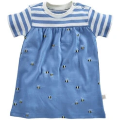 Baby Kleid Kurzarm Bio-Baumwolle Biene Blau