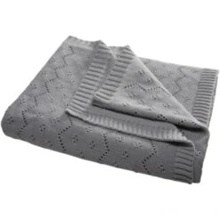 Babydecke Ajour Strick Bio-Baumwolle Grey