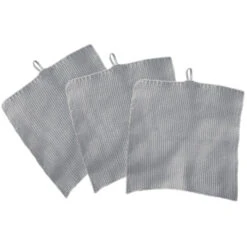 Stricklappen Bio-Baumwolle 3er-Set Light Grey-melange