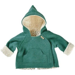 Baby Und Kinder Jacke Bio Schurwolle Walk Mit Teddyfutter Grün