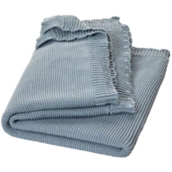 Babydecke Bio-Baumwolle Wellenkante Graublau