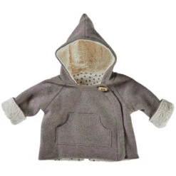 Baby Und Kinder Jacke BioSchurwolle Walk Mit Teddyfutter Taupe