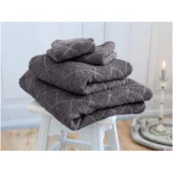 Handtuch-Set Bio-Baumwolle Frottee 4-teilig Raute Dunkelgrau