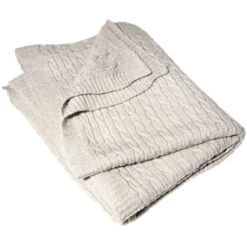 Babydecke Bio-Merinowolle Zopfstrick Beige