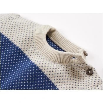 Baby Pullover Feinstrick Bio-Baumwolle Grau Blau 2 Baby Pullover Feinstrick Bio-Baumwolle Grau Blau – Bild 2